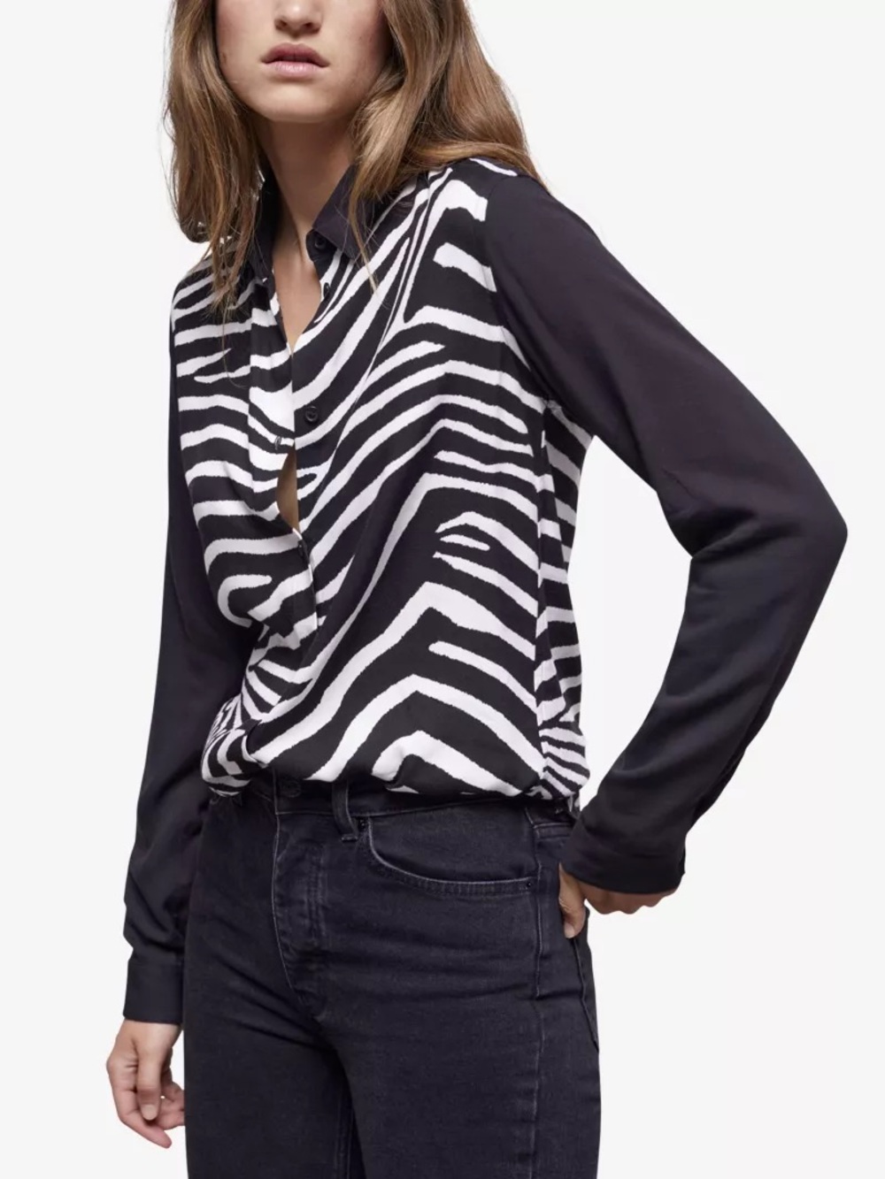 NWT The Kooples Zebra-print Long Sleeve Woven Shirt | Size Small